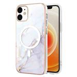 For iPhone 12 / 12 Pro Marble Pattern Dual-side IMD Magsafe TPU Phone Case(White 006)