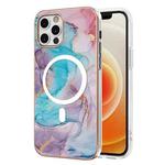 For iPhone 12 / 12 Pro Marble Pattern Dual-side IMD Magsafe TPU Phone Case(Blue Marble)