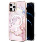 For iPhone 12 Pro Max Marble Pattern Dual-side IMD Magsafe TPU Phone Case(Rose Gold 005)