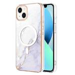 For iPhone 13 Marble Pattern Dual-side IMD Magsafe TPU Phone Case(White 006)