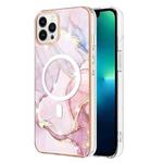 For iPhone 13 Pro Marble Pattern Dual-side IMD Magsafe TPU Phone Case(Rose Gold 005)
