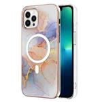For iPhone 13 Pro Marble Pattern Dual-side IMD Magsafe TPU Phone Case(White Marble)