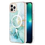 For iPhone 13 Pro Max Marble Pattern Dual-side IMD Magsafe TPU Phone Case(Green 003)