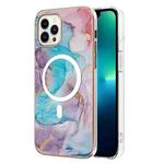 For iPhone 13 Pro Max Marble Pattern Dual-side IMD Magsafe TPU Phone Case(Blue Marble)