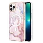 For iPhone 14 Pro Marble Pattern Dual-side IMD Magsafe TPU Phone Case(Rose Gold 005)