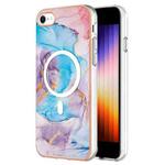 For iPhone 8 / SE 2022 / 2020 Marble Pattern Dual-side IMD Magsafe TPU Phone Case(Blue Marble)