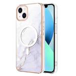 For iPhone 15 Marble Pattern Dual-side IMD Magsafe TPU Phone Case(White 006)