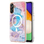 For Samsung Galaxy A34 5G Marble Pattern Dual-side IMD Magsafe TPU Phone Case(Blue Marble)