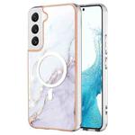 For Samsung Galaxy S22 5G Marble Pattern Dual-side IMD Magsafe TPU Phone Case(White 006)
