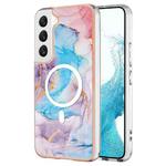 For Samsung Galaxy S22 5G Marble Pattern Dual-side IMD Magsafe TPU Phone Case(Blue Marble)