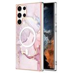 For Samsung Galaxy S23 Ultra 5G Marble Pattern Dual-side IMD Magsafe TPU Phone Case(Rose Gold 005)