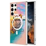 For Samsung Galaxy S23 Ultra 5G Marble Pattern Dual-side IMD Magsafe TPU Phone Case(Dream Butterfly)