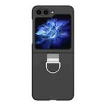 For Samsung Galaxy Z Flip5 Skin Feel Silicone Foldable Phone Case with Ring(Black)