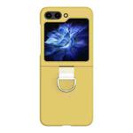 For Samsung Galaxy Z Flip5 Skin Feel Silicone Foldable Phone Case with Ring(Yellow)