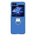 For Samsung Galaxy Z Flip5 Skin Feel Silicone Foldable Phone Case with Ring(Dark Blue)