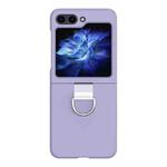 For Samsung Galaxy Z Flip5 Skin Feel Silicone Foldable Phone Case with Ring(Purple)