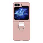 For Samsung Galaxy Z Flip5 Skin Feel Silicone Foldable Phone Case with Ring(Pink)
