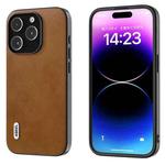 For iPhone 15 Pro ABEEL Two-color Calf Texture PU Phone Case(Brown)