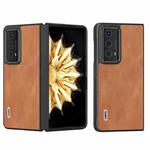 For Honor Magic V2 ABEEL Cowhide Texture PU Phone Case(Brown)