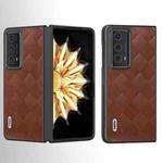 For Honor Magic V2 ABEEL Weave Plaid PU Phone Case(Brown)