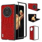 For Honor Magic V3 ABEEL Genuine Leather Crocodile Pattern Black Edge Phone Case(Red)