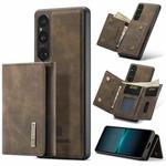 For Sony Xperia 1 V DG.MING M1 Series 3-Fold Multi Card Wallet + Magnetic Phone Case(Coffee)