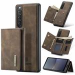 For Sony Xperia 10 V DG.MING M1 Series 3-Fold Multi Card Wallet + Magnetic Phone Case(Coffee)
