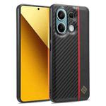 For Xiaomi Redmi Note 13 4G LC.IMEEKE 3 in 1 Carbon Fiber Texture Shockproof Phone Case(Black)