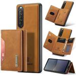 For Sony Xperia 10 V DG.MING M2 Series 3-Fold Multi Card Bag + Magnetic Phone Case(Brown)