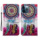 For iPhone 15 Pro Max Colored Drawing Leather Phone Case(Dreamcatcher)