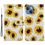 For iPhone 15 Plus Colored Drawing Leather Phone Case(Sunflower)