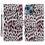 For iPhone 15 Colored Drawing Leather Phone Case(Leopard)