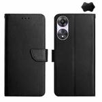 For OPPO A78 4G HT02 Genuine Leather Fingerprint-proof Flip Phone Case(Black)