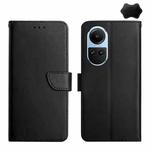 For OPPO Reno10 Global / Reno10 Pro Global HT02 Genuine Leather Fingerprint-proof Flip Phone Case(Black)