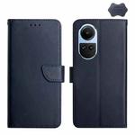 For OPPO Reno10 Global / Reno10 Pro Global HT02 Genuine Leather Fingerprint-proof Flip Phone Case(Blue)