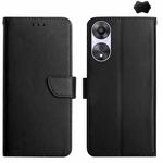 For OPPO A18 / A38 4G HT02 Genuine Leather Fingerprint-proof Flip Phone Case(Black)