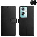 For OPPO A59 5G HT02 Genuine Leather Fingerprint-proof Flip Phone Case(Black)