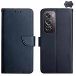 For OPPO Reno12 Pro 5G Global HT02 Genuine Leather Fingerprint-proof Flip Phone Case(Blue)