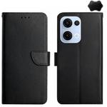 For OPPO Reno13 Global HT02 Genuine Leather Fingerprint-proof Flip Phone Case(Black)