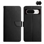 For Google Pixel 8 HT02 Genuine Leather Fingerprint-proof Flip Phone Case(Black)