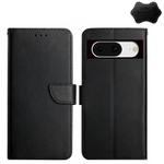 For Google Pixel 8a HT02 Genuine Leather Fingerprint-proof Flip Phone Case(Black)