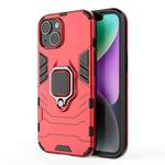 For iPhone 15 Shockproof PC + TPU Holder Phone Case(Red)