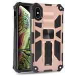 For iPhone X / XS Shockproof TPU + PC Magnetic Protective Case with Holder(Rose Gold)