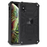 For iPhone X / XS Shockproof TPU + PC Magnetic Protective Case with Holder(Black)