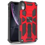 For iPhone XR Shockproof TPU + PC Magnetic Protective Case with Holder(Red)