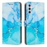 For Samsung Galaxy S23 FE 5G Painted Marble Pattern Leather Phone Case(Blue Green)
