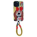 For iPhone 14 Pro 2 in 1 Wristband Phone Case(Bow Tie Dog)