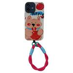 For iPhone 12 2 in 1 Wristband Phone Case(Hug Apple Dog)