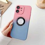 For iPhone 12 Two-color Gradient MagSafe TPU Phone Case(Pink+Blue)