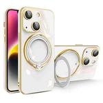 For iPhone 15 Multifunction Electroplating MagSafe Holder Phone Case(White)